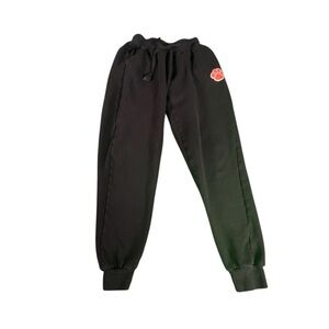 BSN Sports Womens Fleece Jogger Sweatpants XS Black Paw Print Logo Drawstring